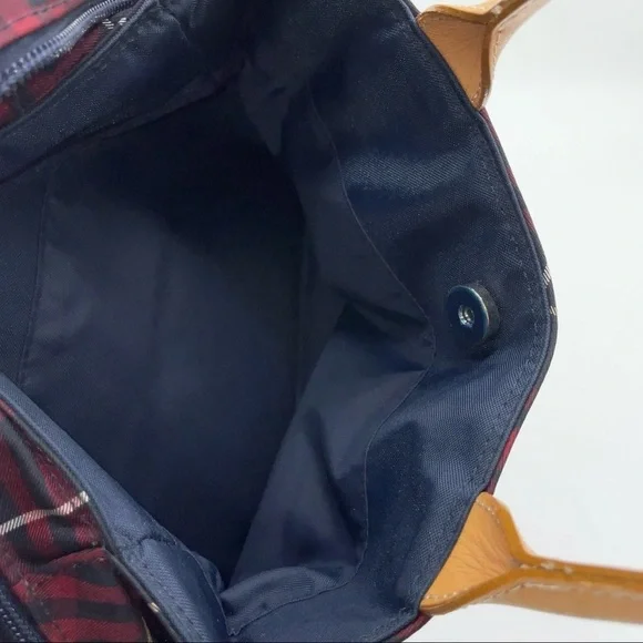 Auth Burberry Nova Check Blue Label Canvas Leather Black Red Handbag - Picture 14 of 16